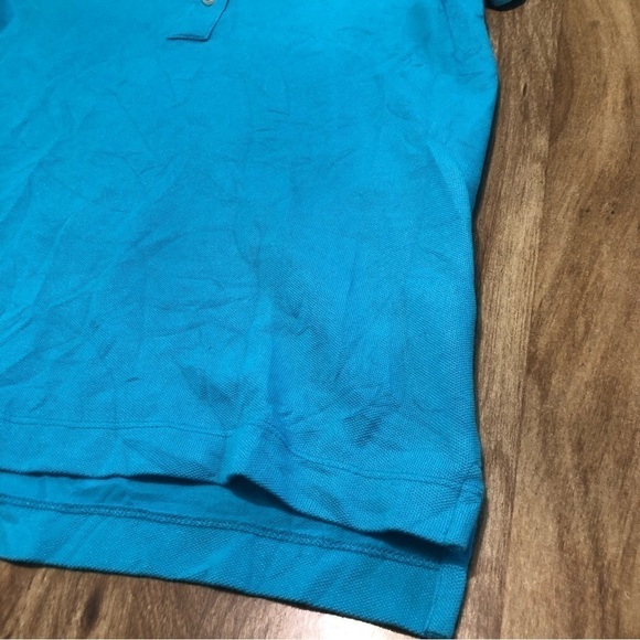 KATE Spade Live Colorfully Polo Shirt Aqua Teal Short Sleeve Womens Size Medium - Picture 3 of 11